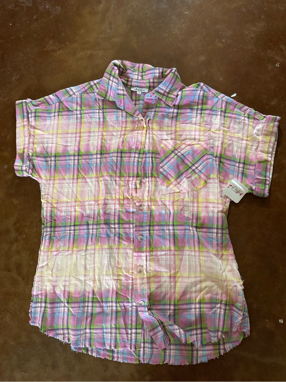 NWT White Birch Pastel Plaid Button-Up Shirt